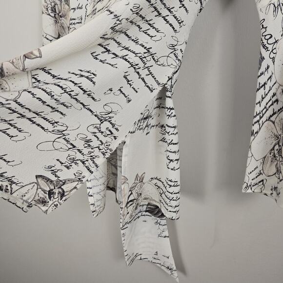 MISHCA French Garden Poplin Blouse Flare Sleeve Tie Front SMALL Boho Peasant - Picture 9 of 14